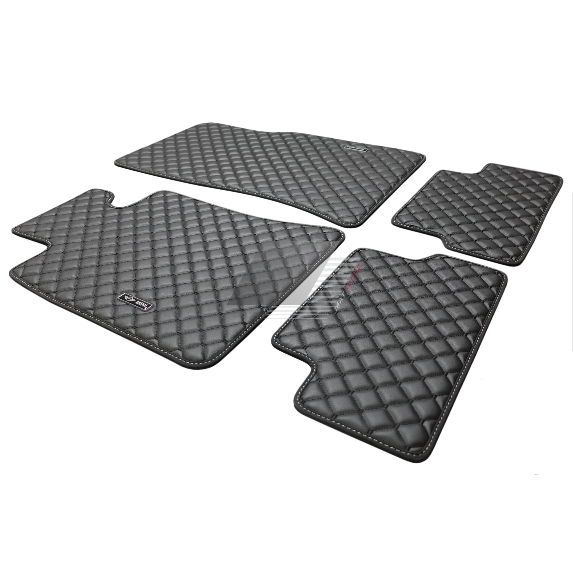 Mini Cooper F55 Leather Floor Mats 2015 Onwards *5 Door #Chrome
