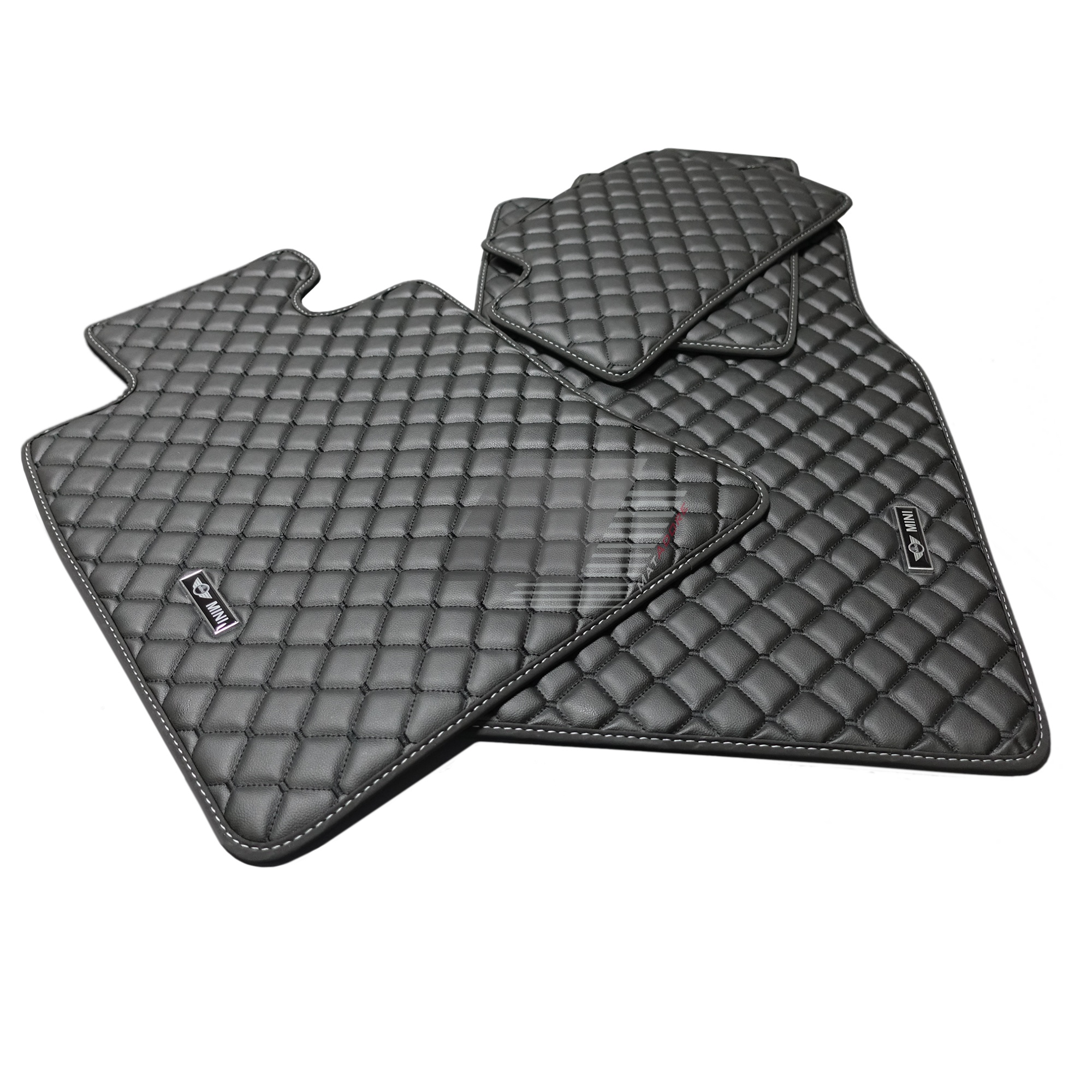 Mini Cooper F55 Leather Floor Mats 2015 Onwards *5 Door #Chrome